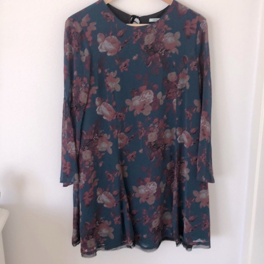 Green Floral Chiffon Dress